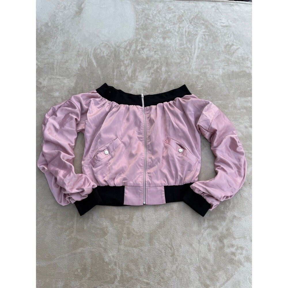 Off the shoulder pink crop top jacket size Large